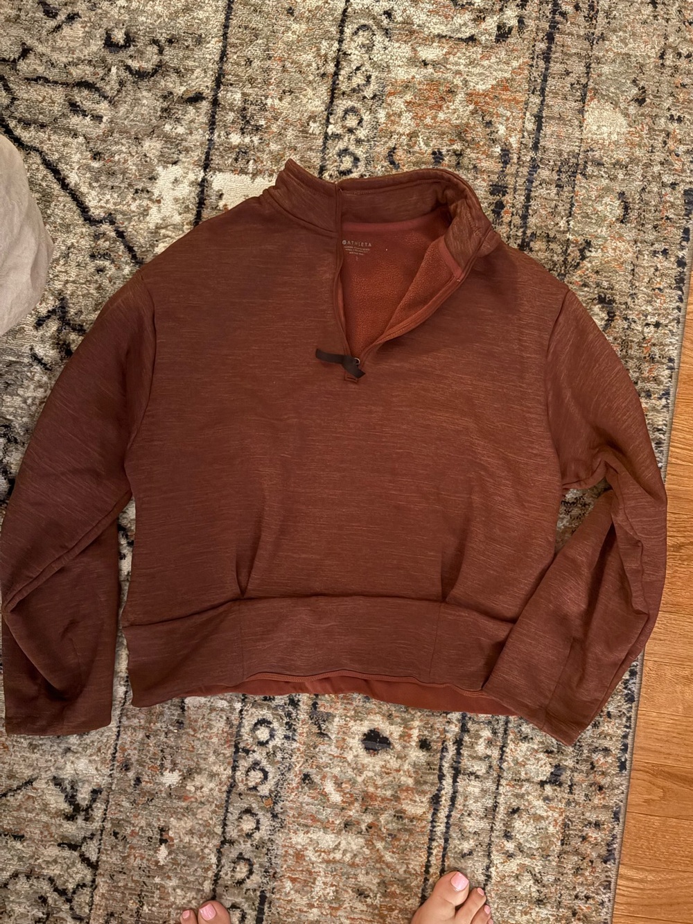 Athleta Women's Half-Zip Sweatshirt in Rust